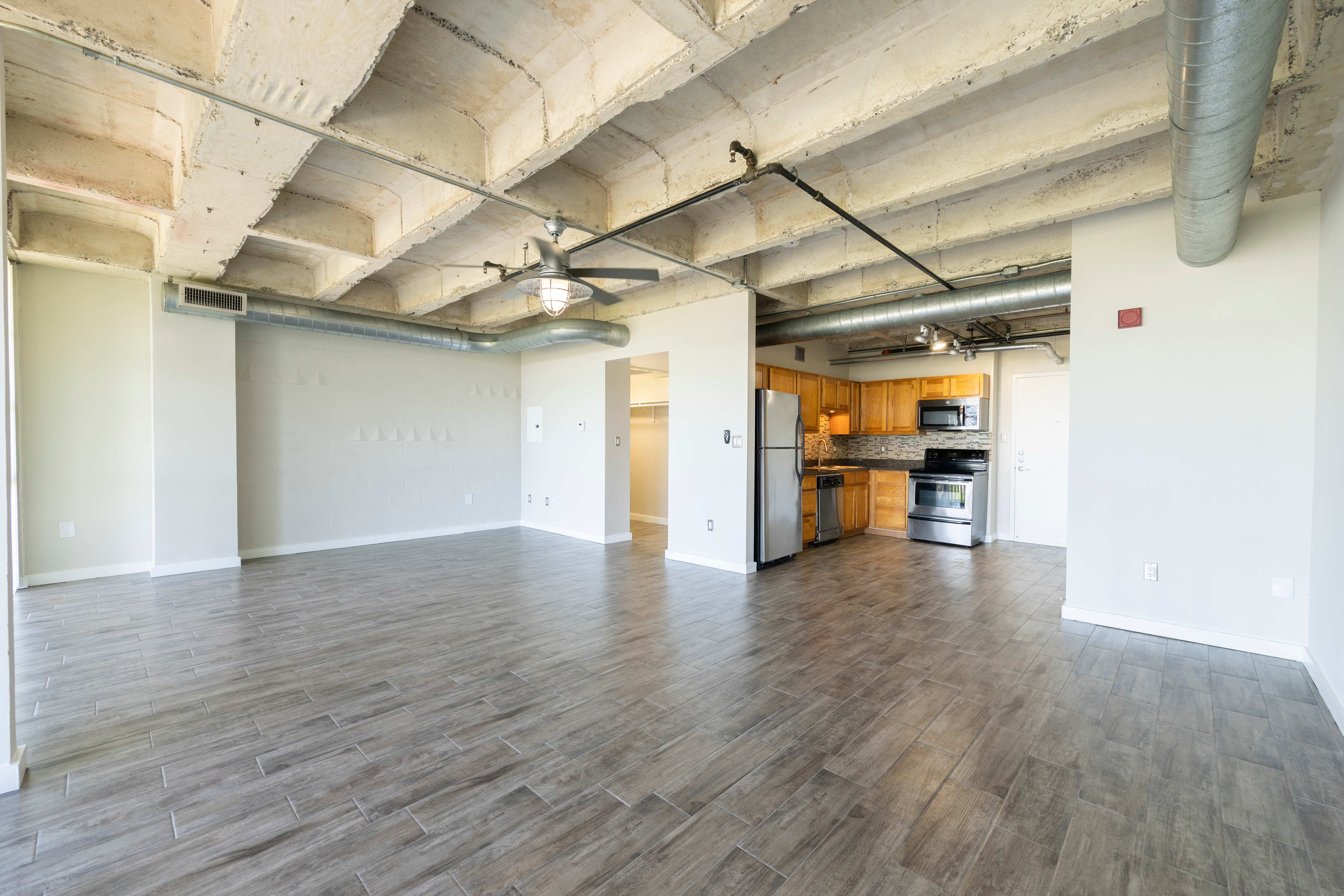 Open living room to kitchen