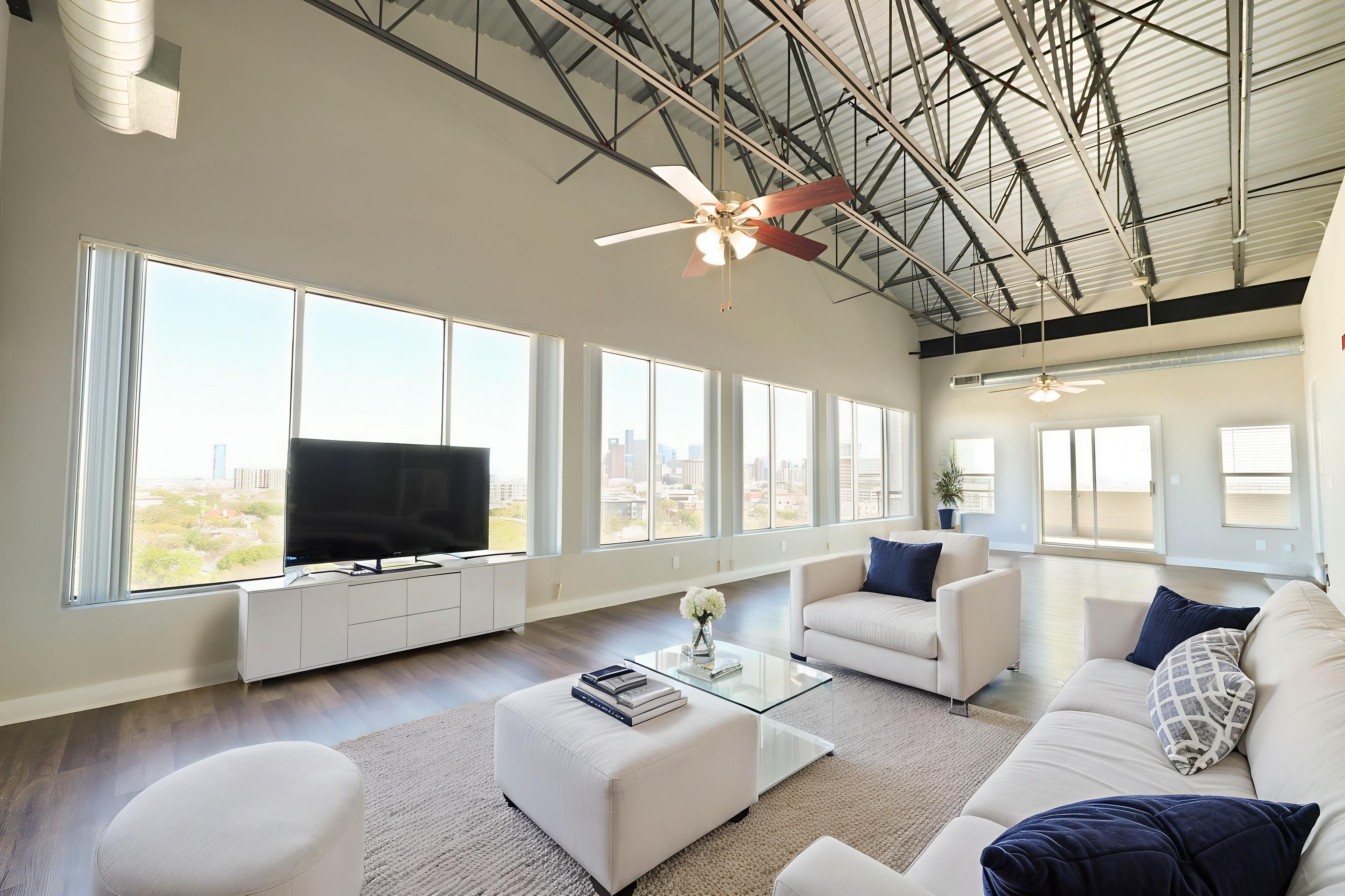 Penthouse loft with Houston skyline